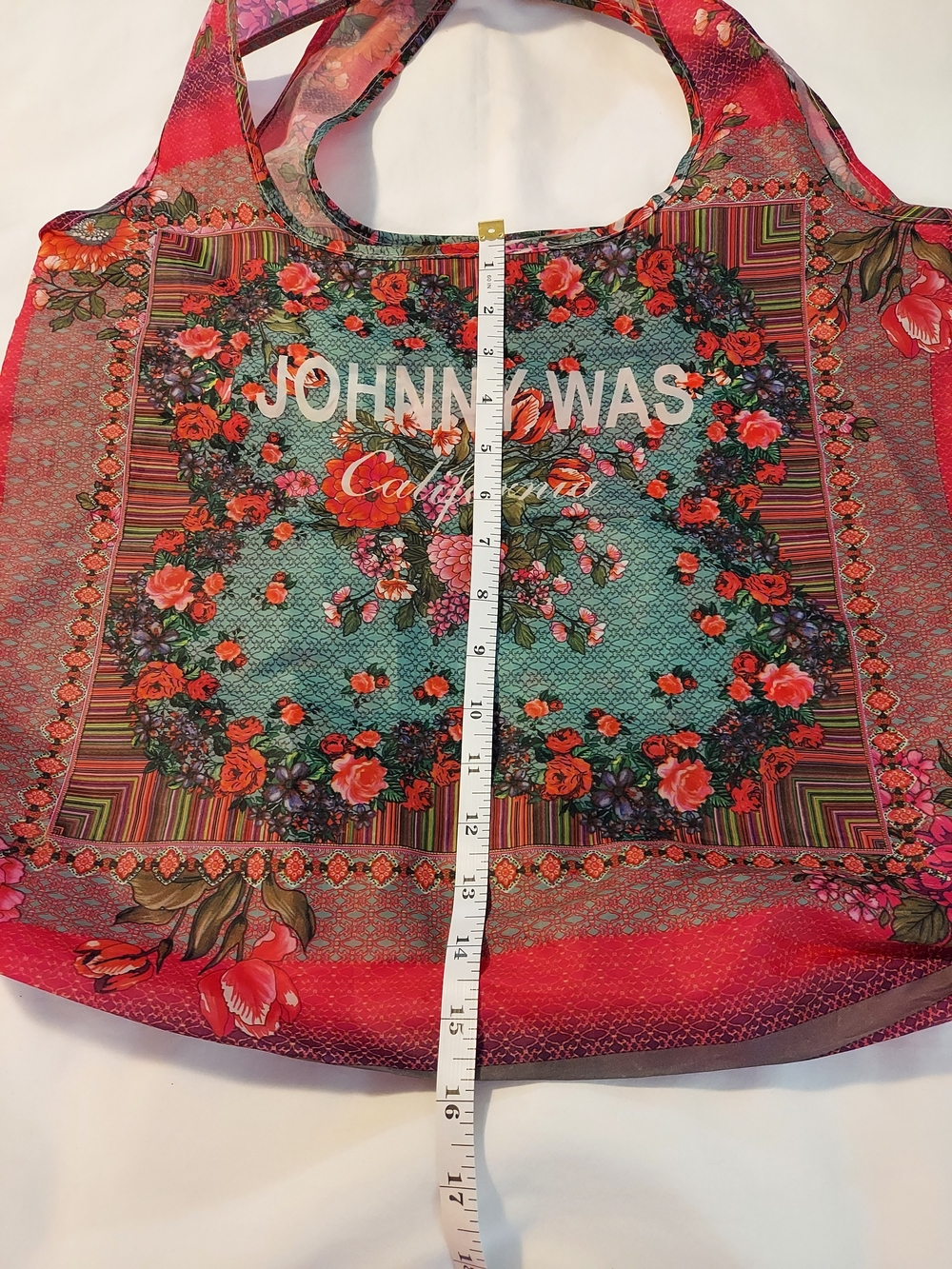 Johnny Was California Reusable Floral Nylon Tote Bag – Packable & Boho - Picture 4 of 6